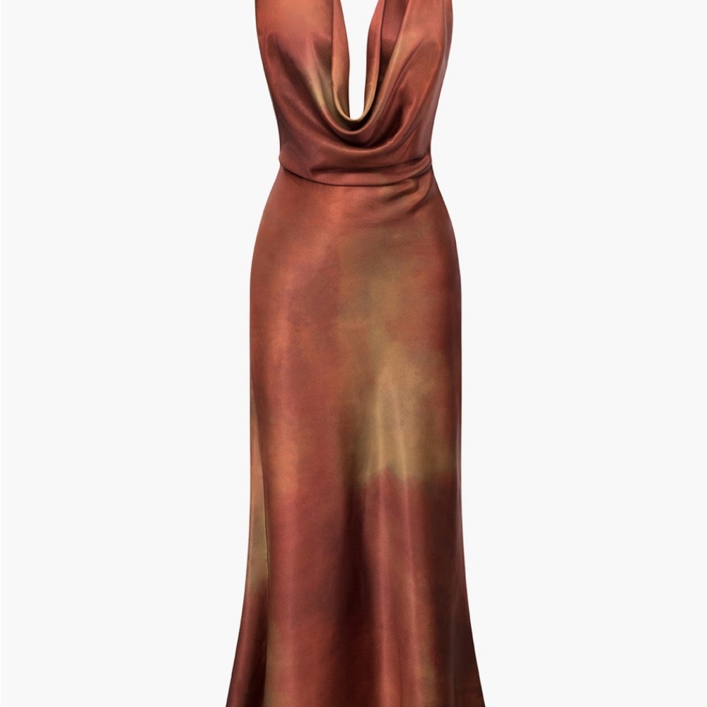 Tie Dye Asymmetric Cowl Neck
Satin Maxi Dress